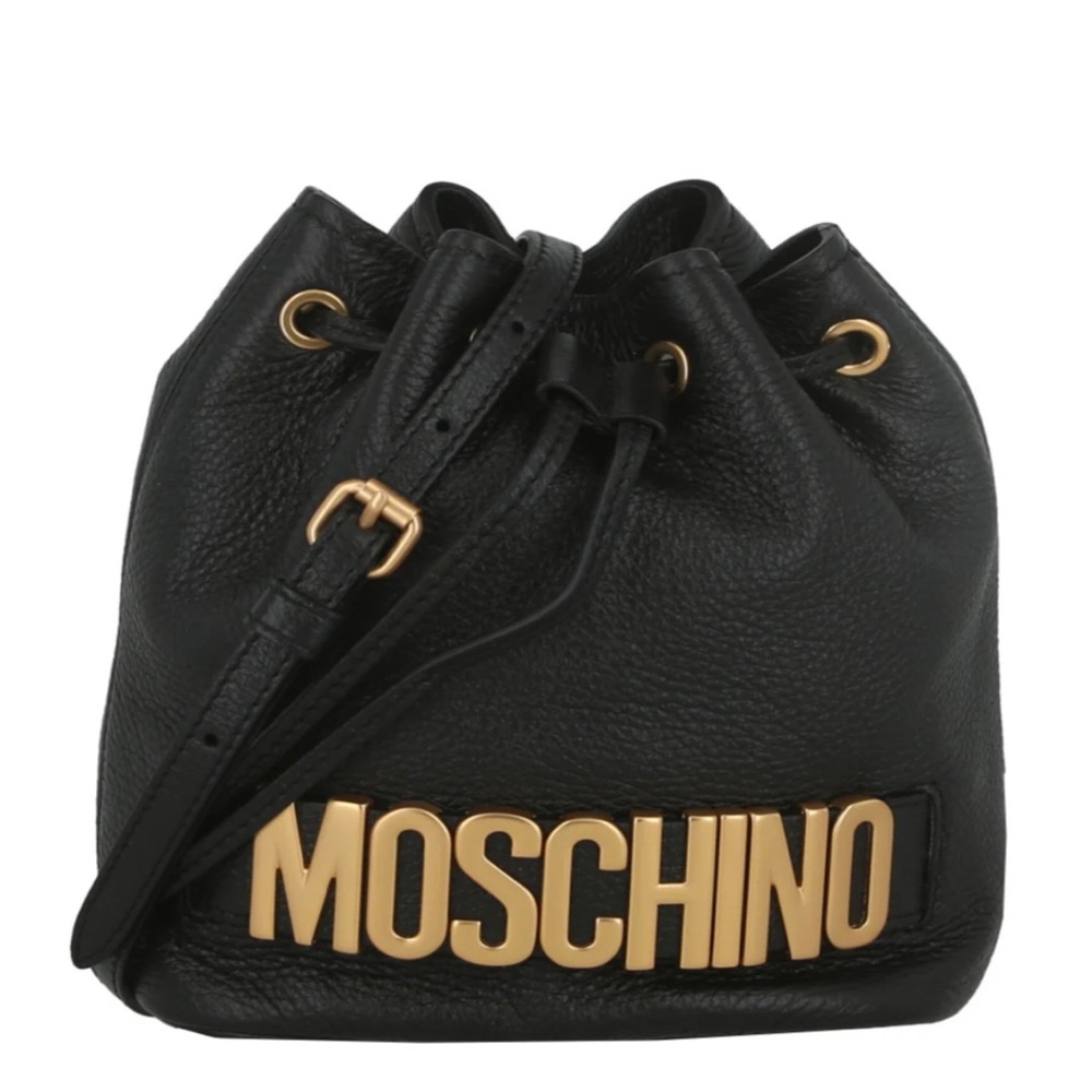 Moschino black leather bucket bag